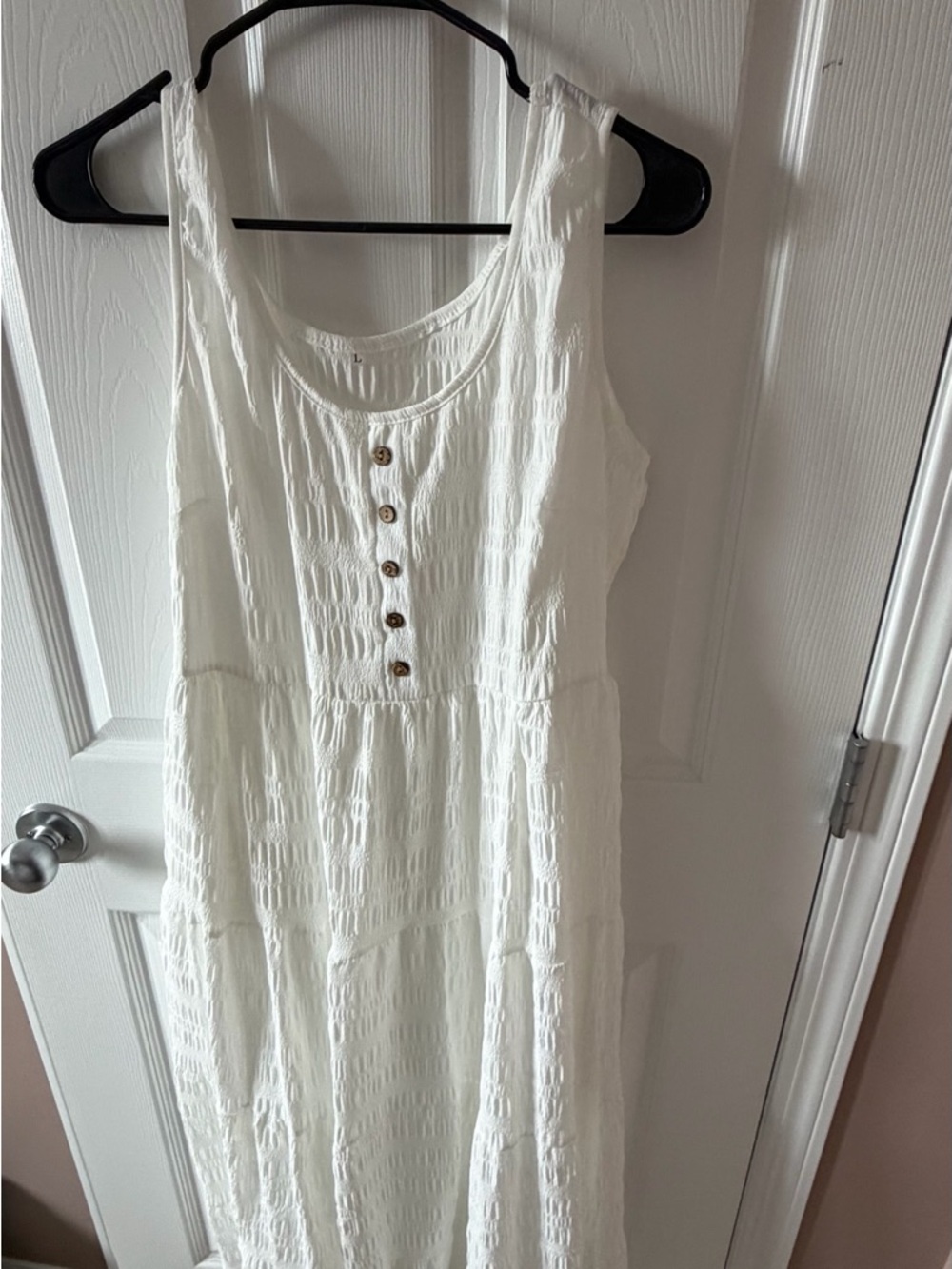 White Sleeveless Button-Front Maxi Dress